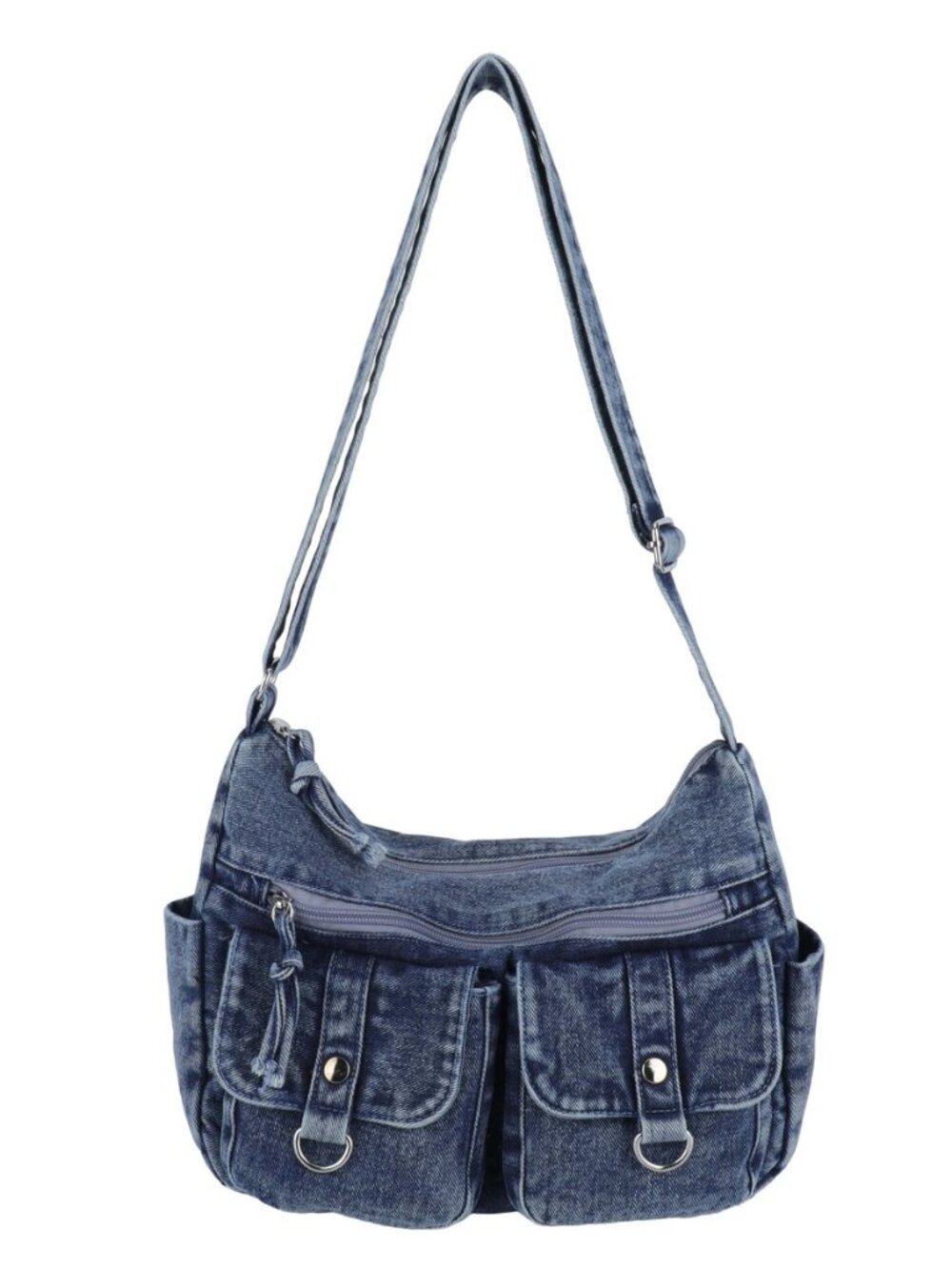Y2K Denim Crossbody Bag for Women, Vintage Washed Jean Hobo Shoulder Purse